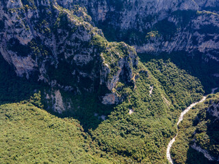 Aerial view of Vikos gorge, Zagori, Epirus, Greece