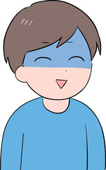 怒りを我慢している笑顔が怖い私服の若い男性(上半身)