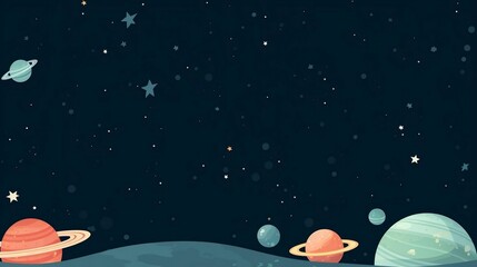 Naklejka premium An illustration of outer space with planets, stars, and a spaceship