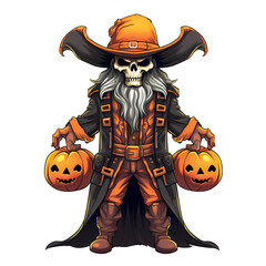 Cute Halloween Pirate Clipart Illustration