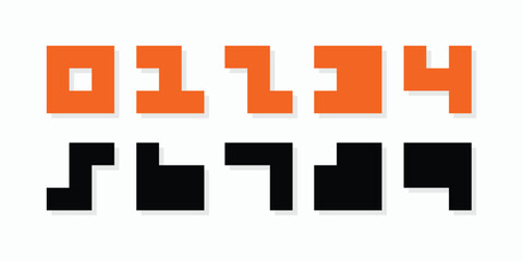 Modern alphabet with numbers. Simple square letters of rough shapes.Ultra bold font in modern brutal style.