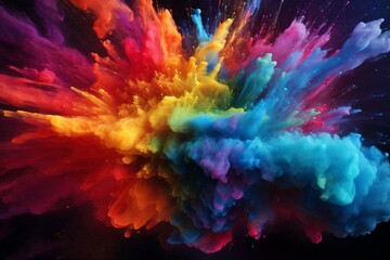 Colorful paint explosion in the colors of the rainbow. Generative AI