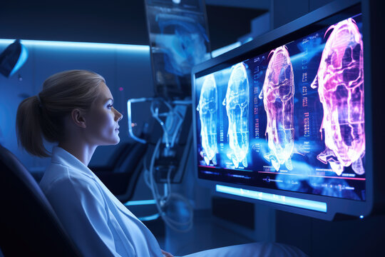 A dentist performing a dental scan with 3D imaging technology for comprehensive diagnostics. Generative Ai.
