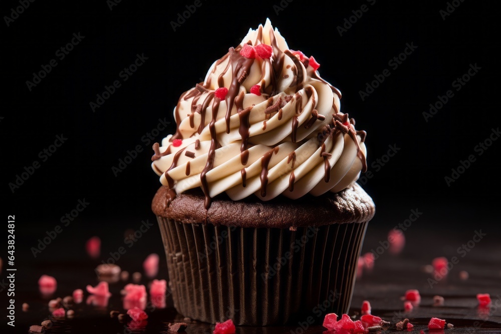 Poster appetizing cake. background with selective focus and copy space