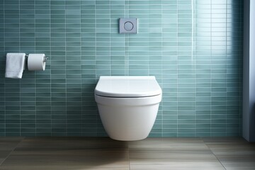 Toilet WC in the interior of the restroom. Background with selective focus