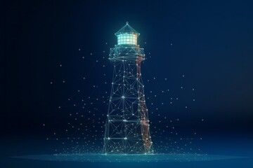 Abstract information transmission tower or lighthouse as a symbol. Background with selective focus and copy space - Powered by Adobe