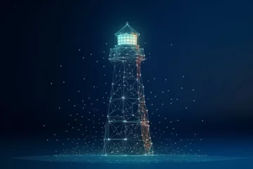 Foto auf Acrylglas Abstract information transmission tower or lighthouse as a symbol. Background with selective focus and copy space © top images
