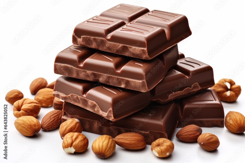 Poster appetizing chocolate made from natural cocoa and milk. background with selective focus and copy spac