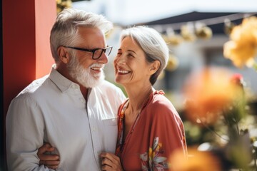 Happy senior couple. Happiness on the faces of adults. The concept of friendly family until old age together