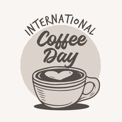 International Coffee Day Hipster Vintage Hand Drawn Sketch Style doodle Vector Illustration