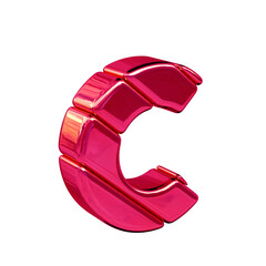 Pink diagonal block symbol view from the left. letter c