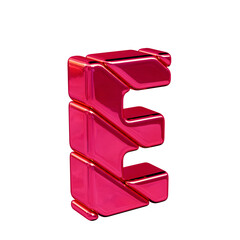 Pink diagonal block symbol view from the left. letter e