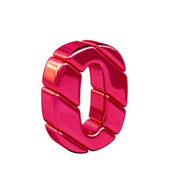 Fototapeta premium Pink diagonal block symbol view from the left. letter 0