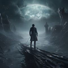 knight in dark world generated by ai