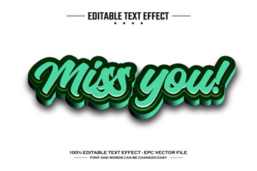 Miss you 3D editable text effect template