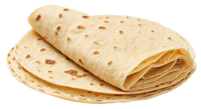 Piadina, italian tortilla heap with wraps isolated.