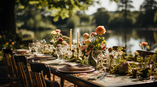 A set wedding table in nature