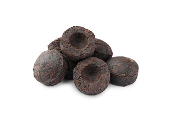 Cake shaped traditional Chinese pu-erh tea isolated on white