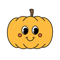 Vector retro groovy cartoon pumpkin isolated on white background