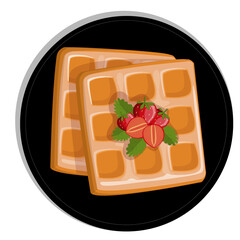Sweet Waffle Dessert on a Plate