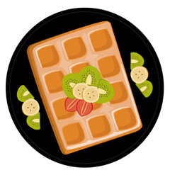 Sweet Waffle Dessert on a Plate