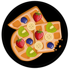 Sweet Waffle Dessert on a Plate