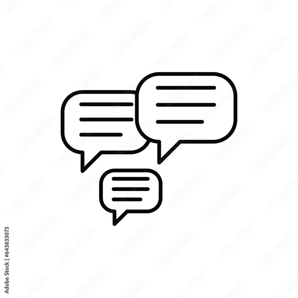 Poster forum chat comment outline icon, speech bubbles messages simple line vector illustration on white ba