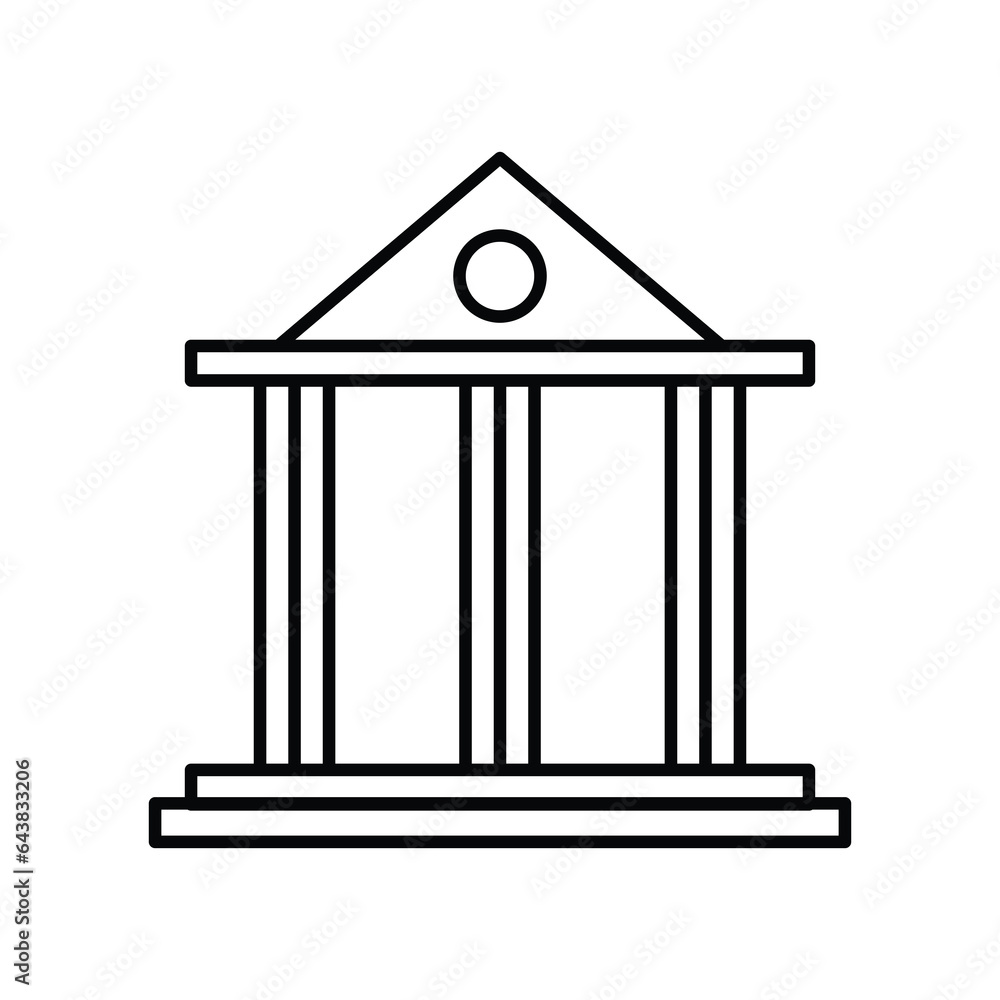 Aufkleber library building outline icon. building with columns simple line vector icon..eps