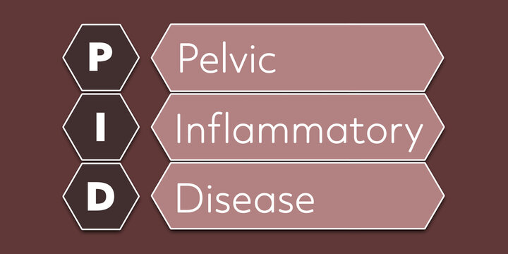 PID Pelvic Inflammatory Disease. An Acronym Abbreviation of a common Medical term. Illustration isolated on red background