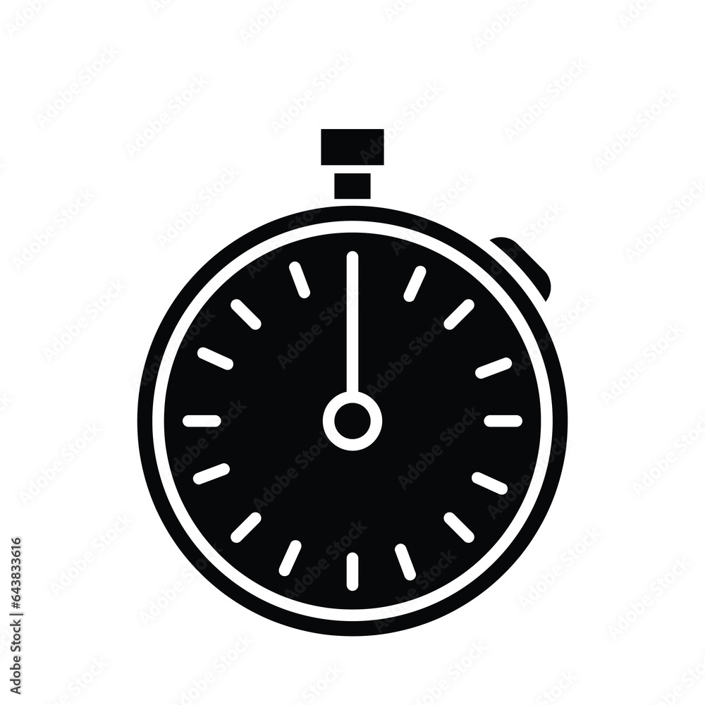 Poster stopwatch simple icon, timer clock simple filed icon illustraation on white background..eps