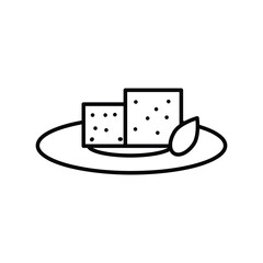  Tofu cheese outline icon.Bean curd line vector icon. Symbol, flat illustration on white background..eps