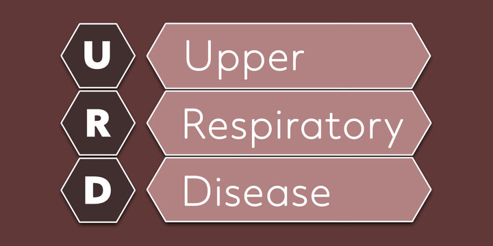 URD Upper Respiratory Disease. An Acronym Abbreviation of a common Medical term. Illustration isolated on red background