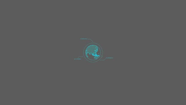 HUD element rotating globe with coordinate callouts