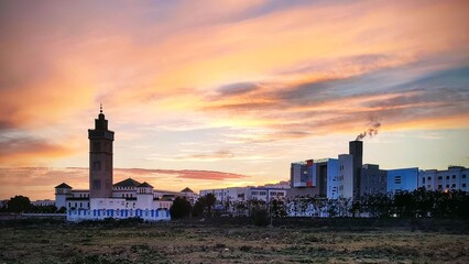 sunset over the city