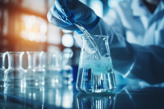 Photo of a scientist conducting an experiment in a laboratory created with Generative AI technology