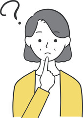疑問を感じるおばあさんのイラスト