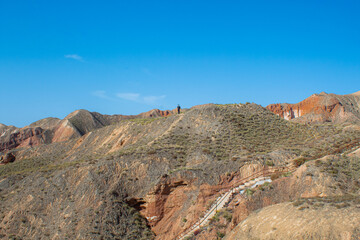 Rainbow mountain landscape at Binggou Danxia Scenic Area of Zhangye