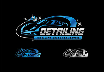 car detailing service logo emblem design template shiny car polish