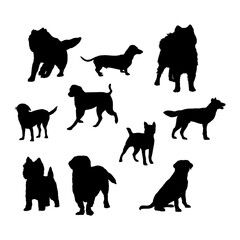 dogs silhouette hand drawing vector isolated on background.