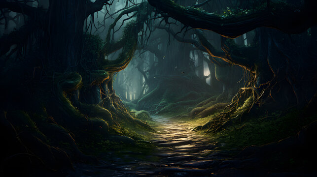 halloween florest background (ai generated)