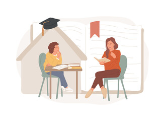 Home schooling isolated concept vector illustration. Private schooling curriculum, home education plan, homeschooling online tutor, primary school program, online pupil planner vector concept.