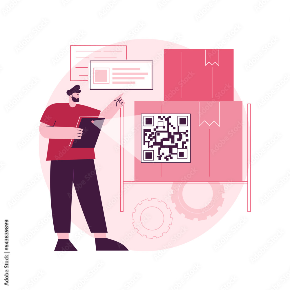 Aufkleber qr code abstract concept vector illustration. qr generator online, qr code reading, warehouse modern