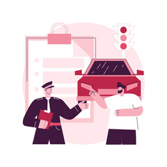 Traffic fine abstract concept vector illustration. Traffic law violation, speeding fine ticket, pay online, driving rules offence, speed control, red light camera, stop sign abstract metaphor.