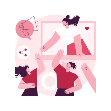 Referral program abstract concept vector illustration. Referral marketing method, friend recommendation, acquire new customer, product promotion, social media influencer, loyalty abstract metaphor.
