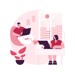 On-demand urban workspace abstract concept vector illustration. Coworking, client meeting room, business workspace, hourly rent, on-demand conference hall, urban office facility abstract metaphor.