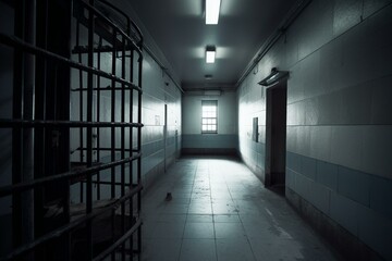 A brightly lit prison cell. Generative AI