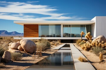 Ultra-Modern White Residence with Expansive Windows in an Arid Landscape