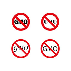 No GMO sign set. Vector illustration. EPS 10.