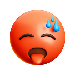 Hot, fever face emoji, 3d style emoticon