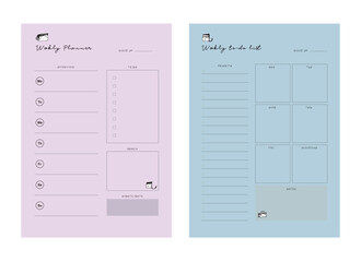 set of weekly to do list planner. (Sean and Sea)